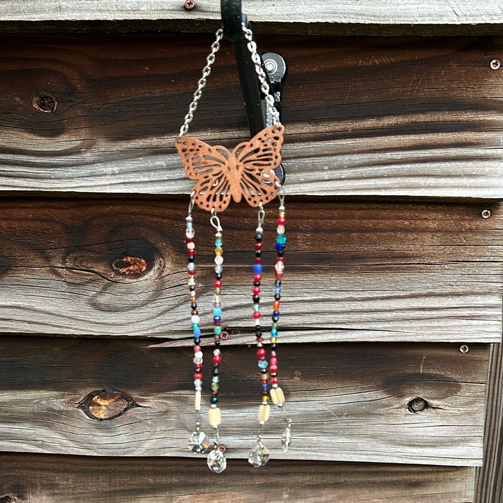 Colorful Beaded Butterfly Sun Catcher